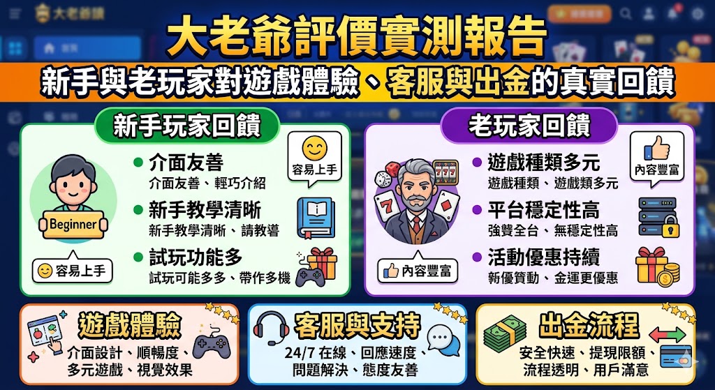 大老爺評價實測報告:新手與老玩家對遊戲體驗、客服與出金的真實回饋