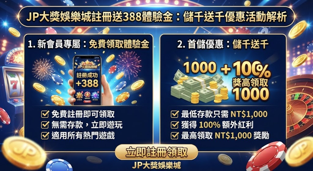 export-2026-07-13T201513.582 JP大獎娛樂城註冊送388體驗金:儲千送千優惠活動解析